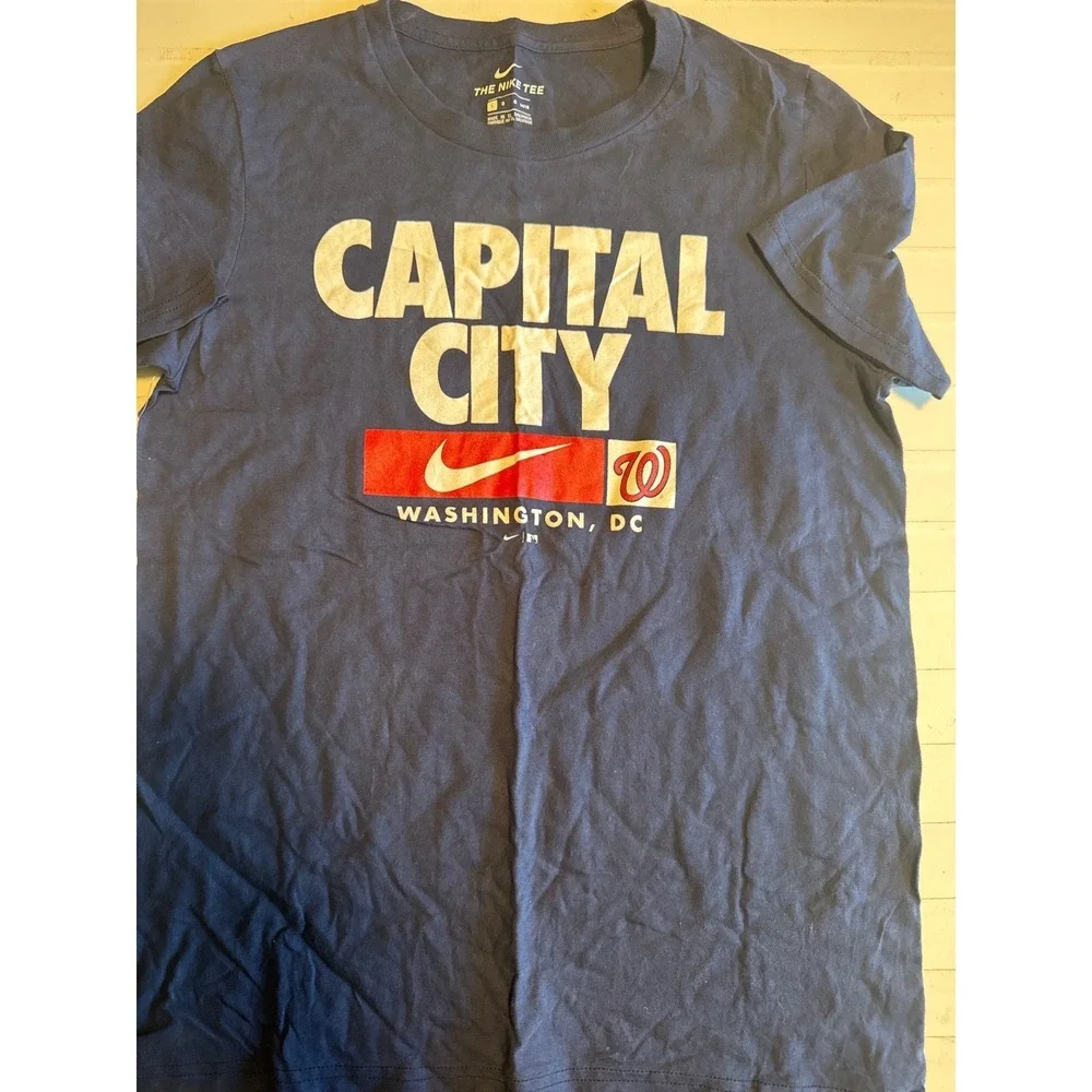 Nike T-Shirt Kids Large 14/16 Navy Blue Good Washington Nationals‎ Capital City